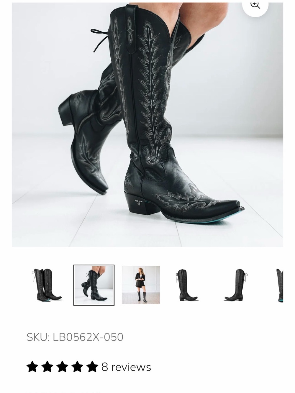 Women's Black Embroidered Western Heeled Boots. Lane boots knee high Lexington s